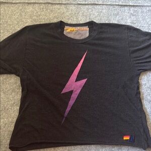 Aviator Nation Black and Purple Lightning Bolt Tee
